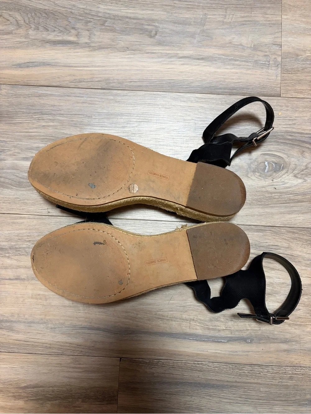 Vince Camuto Kamperla Black Suede Espadrille Wedge Sandals 9